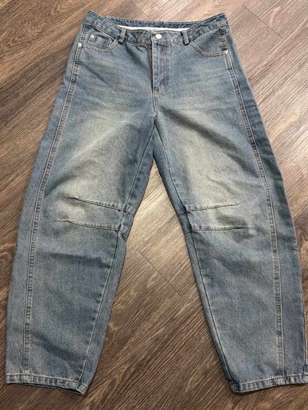 No brand blue denim baby barrel size large